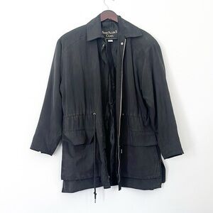 Vintage Anne Klein Silk Utility Trench Coat Jacket